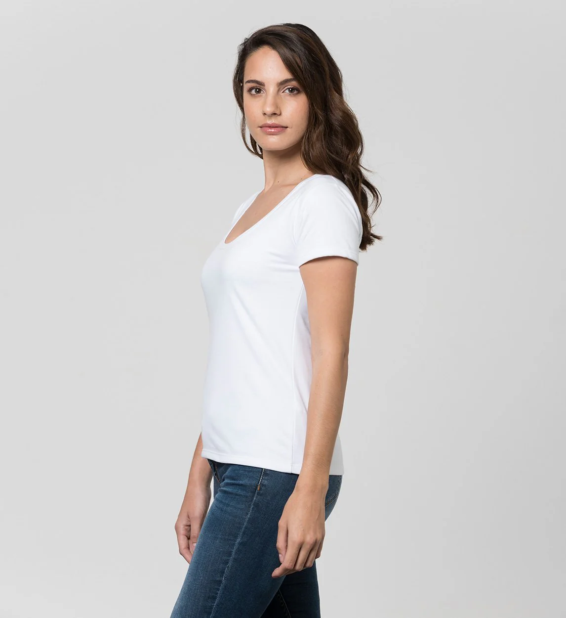 Camiseta mujer antisudor cuello escotado Blanco - Image 3