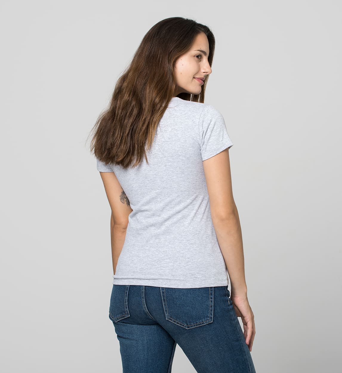 Camiseta mujer antisudor cuello escotado Gris Vigoré - Image 5